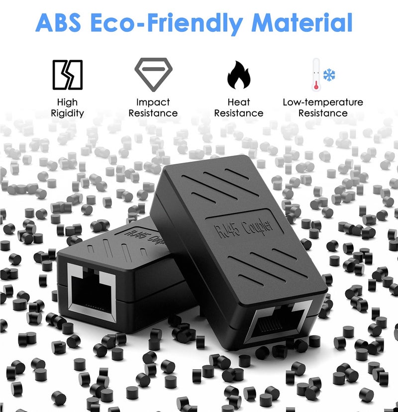 LVY Ethernet Extender RJ45 Couplers Network Cable Coupler Cat 5 Coupling Lnternet Female to Female Connector Lnline Coupler for Cat5/ Cat5e/ Cat6e/ Cat7 Ethernet Extension Cable (Black 6pcs) - Image 3